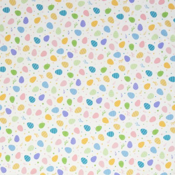 Bauwoll Druck Bunte Eier auf Weiß von Happy Easter by Swafing 
